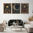 thumbnail image 2 of 3pcs Sun and Moon Celestial Canvas Wall Art Tarot Crescent Moon Picture Wall Decor Gothic Wildflowers Painting Posters Print Artwork Aesthetic Dark Academia Vibe for Bedroom Home, 2 of 6