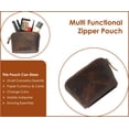 thumbnail image 2 of Bolsa de cosméticos TheAntiq Leather para mujer y hombre, color marrón, 2 of 8
