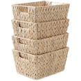 thumbnail image 2 of Casafield Set of 4 Water Hyacinth Storage Baskets with Handles - Whitewash White, 12" x 9" x 6" Rectangular Storage Shelf Bins, Blankets, Laundry, 2 of 7