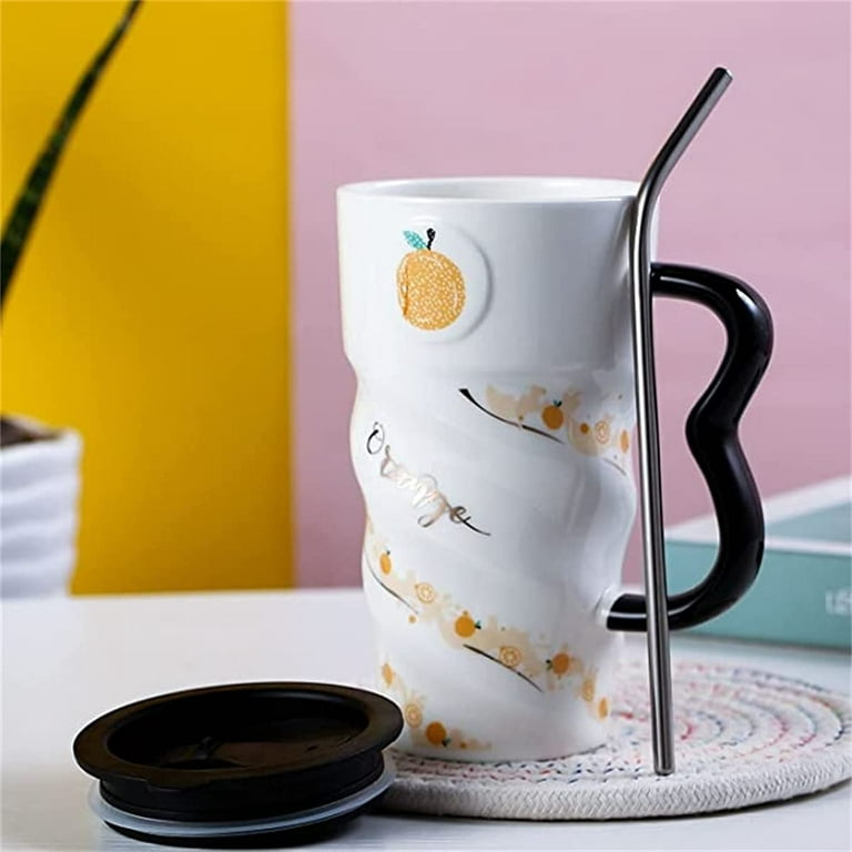 New Cute Fruit Ceramic Mug With Straw – The Kawaii Shoppu