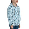 thumbnail image 3 of Picia Black White Gray Rabbit Pattern Youth Hoodie - Warm Pullover Sweatshirt with Kangaroo Pocket, Ideal for Boys and Girls-Small, 3 of 6