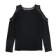 thumbnail image 2 of bar III Blusa de punto con ilusión de hombros descubiertos para mujer, negro, XX-Large, 2 of 2