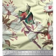 thumbnail image 1 of Soimoi Yellow Velvet Fabric Floral & Bird Print Fabric by Yard 60 Inch Wide, 1 of 3