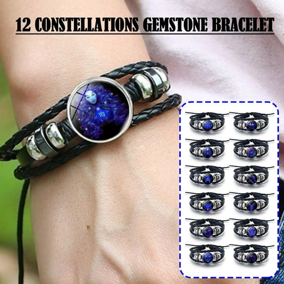 SSKFHGI Libra Men And Women Bracelets Twelve Constellations Leather Rope Bracelets Student Trendy Couple Jewelry Jewelry Female Korean Version Fashion Men
