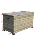 thumbnail image 5 of Gzxs 148 Gallon Wicker Storage Box with Waterproof Liner, Patio PE Rattan Storage Container for Outside, Deck Box with Hinged Lid for Cushions, Pillows, Towels, Gray, 5 of 9