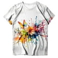 thumbnail image 3 of Femmes Été Décontracté Mode Col Rond Manches Courtes T-Shirt à Imprimé Floral Haut Manches Longues Femmes Manches Courtes Hauts Athlétiques T-Shirt Uni à Manches Longues Femmes T-Shirt Ringer Femmes T-Shirt Uni Vêtements Athlétiques Hauts, 3 of 3