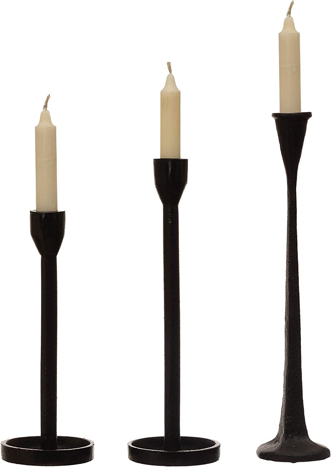 Creative Co-Op Cast Iron Taper Holder, Black