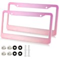 thumbnail image 2 of GZHJMY Gradient Pink Car License Plate Frame, 2 Pack Aluminum License Plate Holder with Screws for Men Women License Plate Cover-Elliptical Hole Decorative, 2 of 7