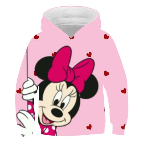 Sudaderas con capucha de Mickey Mouse para niñas, ropa de manga larga para primavera y otoño, Tops con capucha de la serie Disney, ropa de 1 a 14 años, 12M Gao Jinjia LED