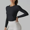 thumbnail image 5 of Clearance Mrasaso Long Sleeve Crop Workout Tops for Women Slim Basic Athletic Tee Shirts Cropped Running Gym Yoga Shirts, 5 of 7