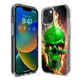 thumbnail image 3 of MUNDAZE Apple iPhone XR Green Flaming Skull Burning Fire Double Layer Phone Case Cover, 3 of 5