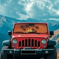 thumbnail image 3 of Uorisanigo Windshield Sun Shade for Jeep Wrangler TJ JK JL & Gladiator JT 2/4 Door, Foldable Windshield Shade Orange Sunset Palm Trees Sun Visor Blocks UV Rays Keep Your Car Cool, 3 of 7