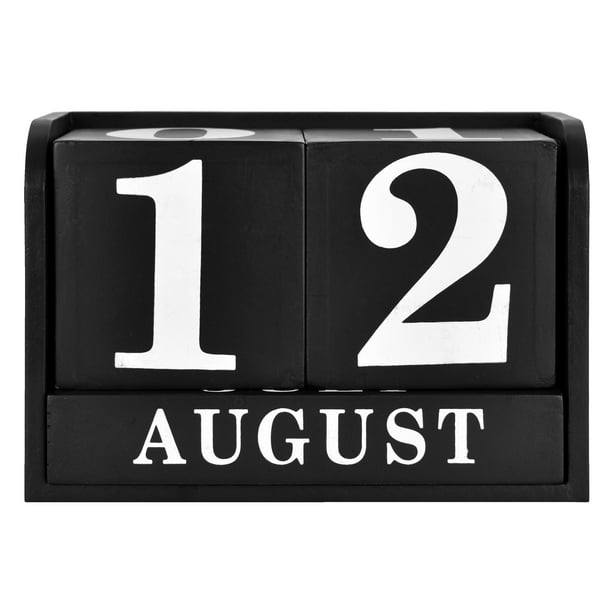 Mainstays 6 25 X 4 25 X 3 25 Tabletop Wood Desk Calendar Black