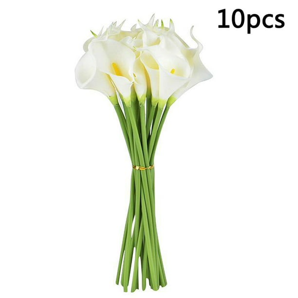 10 Pcs Artificial Calla Lily Flowers Fake Flowers DIY Wedding Bouquet ...