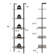 thumbnail image 4 of Ladder Shelf 5-Tier Wood Wall Mounted Bookshelf with Metal Frame Vintage Open Display Organizer Rack Leaning Storage Shelves for Living Room Bedroom Home Office Greige, 4 of 8