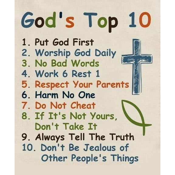 Bible Verses Wall Art for Kids, Ten Commandments Poster Wall Decor Christian for Kids Room Bedroom Living Room Home poster
