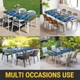 thumbnail image 5 of Abstract Blue Table Cloths for 5 Foot Rectangle Tables, Painting Buildings Geometric Modern Art Patio Waterproof Elastic Fitted Tablecloths, Washable Rectangular Table Cover for Camping, 5 of 8