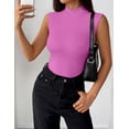 thumbnail image 4 of Zeagoo Womens Sleeveless Mock Turtleneck Tank Tops Slim Fit Stretch Ribbed Tops Casual Basic Layering Shirts, 4 of 7