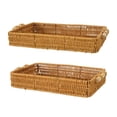 thumbnail image 2 of Juego de cestas de almacenamiento tejidas con caña natural | Bandeja organizadora de sobremesa | Diseño hueco transpirable | Madera robusta y ligera | Paquete de 2 | 11,8 x 7,9 x 2,2 y 13,8 x 9,8 x, 2 of 7