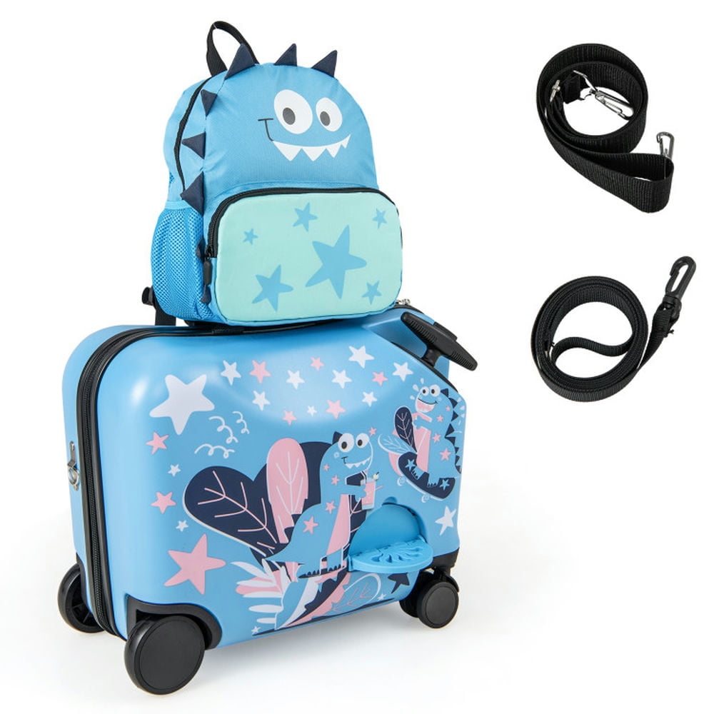 GVN 2 Pieces Kid Luggage Set with Spinner Wheels and Aluminum Handle-Blue, Kids' Luggage, Riding Suitcase for Kids GVN 2 Pieces Kid Luggage Set with Spinner Wheels and Aluminum Handle-Blue, Kids' Luggage, Riding Suitcase for Kids