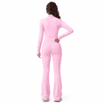 thumbnail image 6 of Veballensty Women's 2 Piece Yoga Outfit, Zip Up Long Sleeve Cropped Jacket & High Waist Flared Leggings Workout Tracksuit for Gym Running, 6 of 9