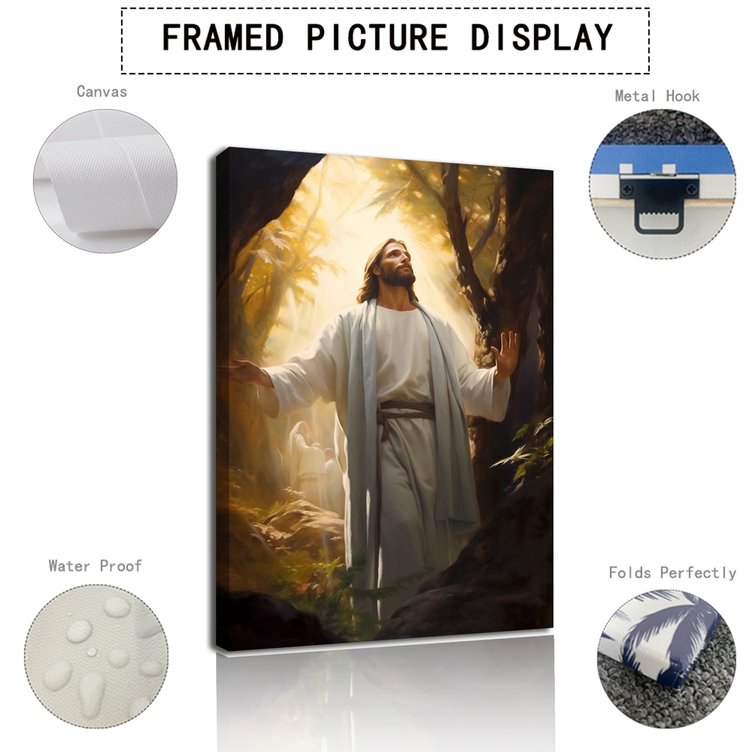 Jesus Canvas Wall Art Christian Wall Decor Picture Painting Jesus Praying in the Garden of Gethsemane Printed Poster for Living Room Bedroom Church Decoration