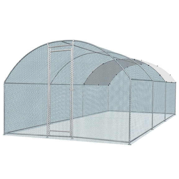 UBesGoo Large Metal Chicken Coop, 20x10ft Walk-in Poultry Run with Weatherproof Dome Cover