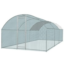 UBesGoo Large Metal Chicken Coop, 20x10ft Walk-in Poultry Run with Weatherproof Dome Cover
