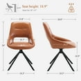 thumbnail image 5 of Zesthouse Swivel Desk Chair No Wheels, Modern Faux Leather Task Chair with Hollow Back, Armless Upholstered Office Chair for Home Office, Living Room, Bedroom, Brown, 5 of 13