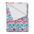 thumbnail image 2 of Colorful Soft Flannel Fleece Throw Blanket, Print of Floral Theme Flowers Along Dots in Doodle Style on Plain Background, Cozy Plush for Indoor and Outdoor Use, 60" x 80", Multicolor, by Ambesonne, 2 of 5