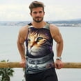 thumbnail image 6 of KLL Astronaut Cat Print Men's Muscle Gym Workout Stringer Tank Tops Bodybuilding Fitness T-Shirts Tank Tops Men-3X-Large, 6 of 7