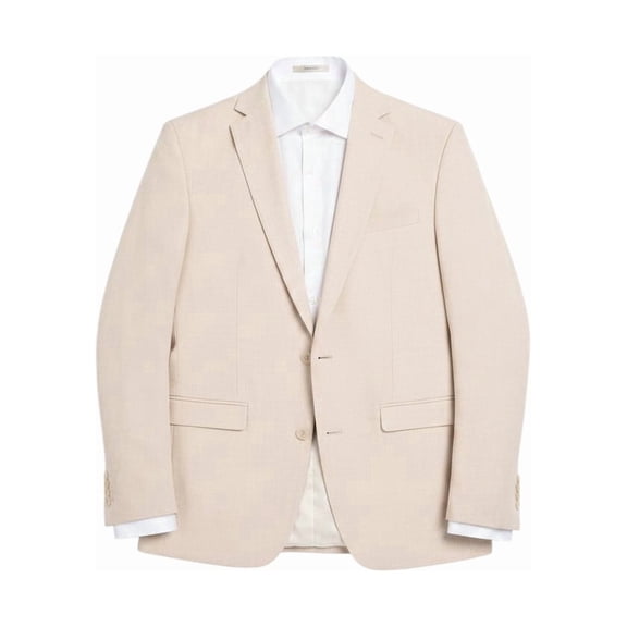 Bar Iii Mens Slim fit Suit Jacket Blazer 38 L Beige Solid Stretch Linen