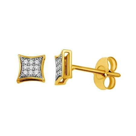 Imperial 1/20ct TW Diamond 10K Yellow Gold Kite Shape Cluster Stud Earrings