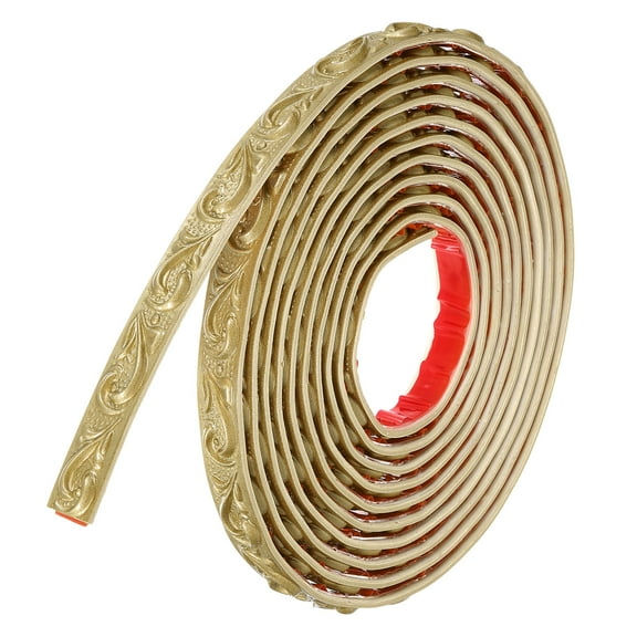 Uxcell 1 Pcs Flexible Wall Trim Molding Trim 16.4Ft x 0.79Inch Self Adhesive, Wave Champagne Gold
