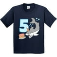 thumbnail image 3 of Inktastic 5th Birthday Shark with Cake Youth T-Shirt, 3 of 5
