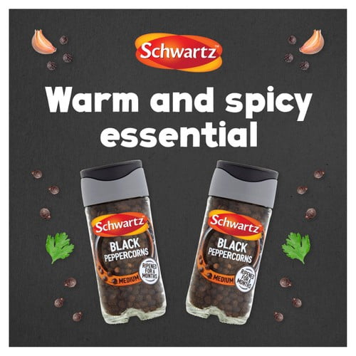Schwartz Black Pepper Corns Jar 35g, British Import (Pack of 2)