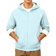 thumbnail image 5 of GrmtClth Fleece Hoodies for Men Heavyweight Winter Sherpa Lined Zip Up Hooded Sweatshirt Fashion Thermal Long Sleeve Jacket Coats Light Blue M, 5 of 8