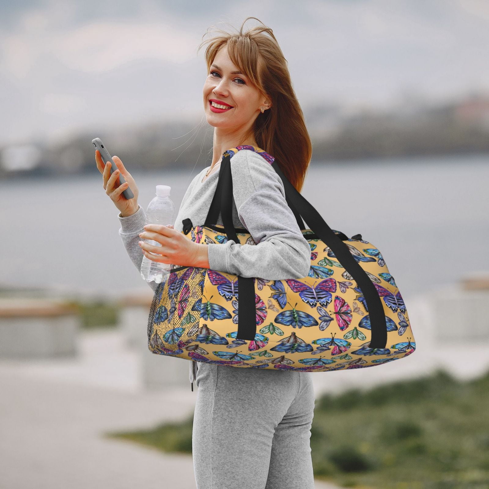 Fuzoiu Butterfly 3 Print Travel Duffle Bag,Carry On Tote Bags,Duffel Bag,Sport Gym Bag, Hospital Bag for Labor and Delivery, Overnight Bag,Luggage Bag
