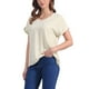 thumbnail image 4 of INSPIRAR CHIC Blusas de Lino para Mujeres, Camisetas de Manga Corta, Ropa Casual Básica de Verano, Blusa Suelta de Color Sólido L Beige, 4 of 6