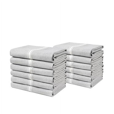 Kitchen Towels Set - 100% Pure Cotton Super Absorbent Hand Towel, Grey Tea Towels, Soft & Durable, Pack of 12 – 15”x25”, Grey Chambray