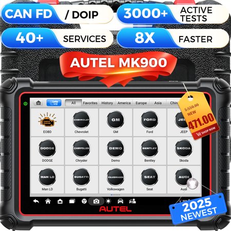 Autel MaxiCOM MK900 Scanner Car Diagnostic Scan Tool ,40+ Service,CAN-FD Doip, 3000+ Active Test, 11 OS, FCA SGW, Same as MK900BT MK900-BT OBD II