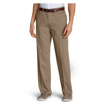 - Eddie Bauer Men's Wrinkle-Free Relaxed Fit Comfort Waist Flat Front Performance