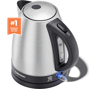 Chefman Rapid Boil 1.7L Electric Kettle w/ Swivel Base, Auto Shut Off - Stainless Steel, New