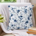 thumbnail image 3 of Pillow Covers 18x18 Set of 2, Indigo Blue Wildflower Throw Pillow Covers Decorative Couch Cushion Cover, Classic Florals Farmhouse Botanical Microfiber Soft Pillowcases for Bedroom Living Room Sofa, 3 of 9