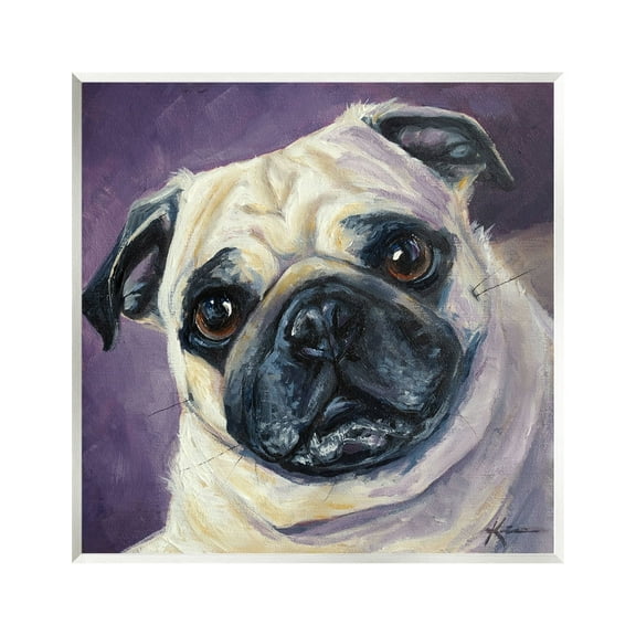 Stupell Industries Purple Pug Face Portrait Animals & Insects Painting Unframed Art Print Wall Art