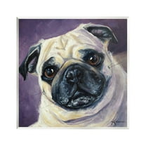 Stupell Industries Purple Pug Face Portrait Animals & Insects Painting Unframed Art Print Wall Art