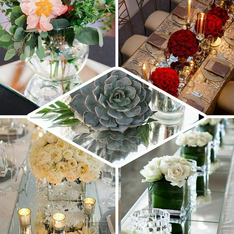 Efavormart 12 Square Glass Mirror Wedding Party Table Decorations Centerpieces - 4 Pcs