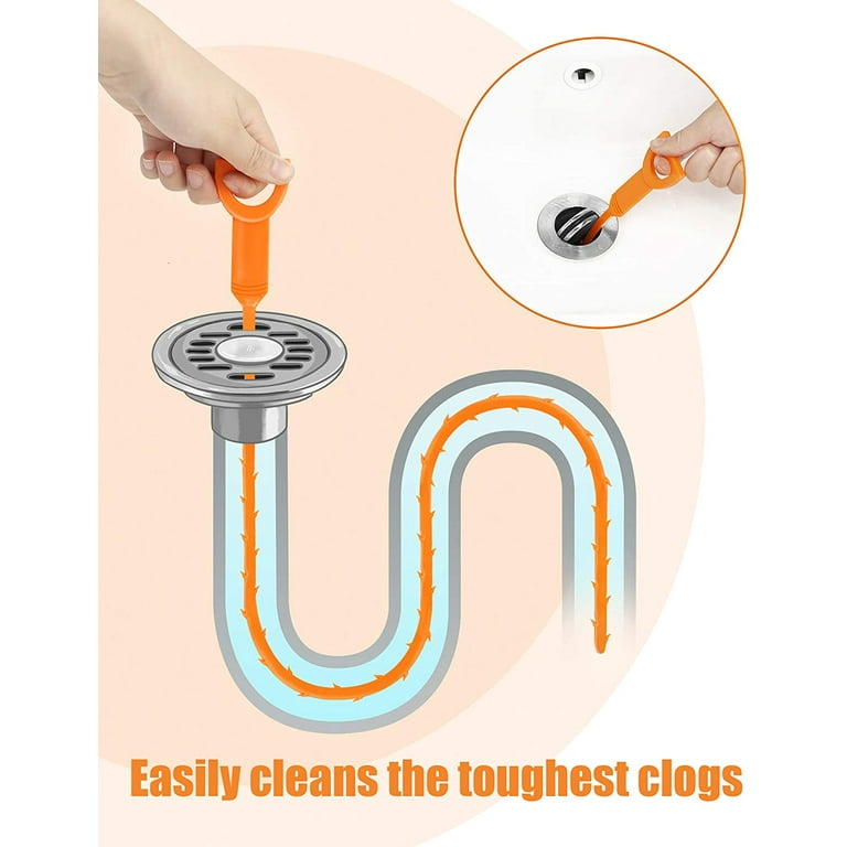XBllcyiv 25 Inch Hair Drain Clog Remover Cleaning Tool. sink snake Drain  Hair Remover For Sewer