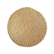 Natural Woven Round Placemat - Heat-Resistant Table Mat for Plates & Teapots (Flax, 12"/31cm)