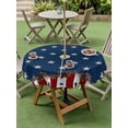 thumbnail image 2 of Round Outdoor Tablecloth With Umbrella Hole And Zipper– Patriotic Stripe Stars Waterproof Patio Table Cover for Party, Picnic, Backyard, 50" Dia. , Farmhouse Country Red White and Blue, 2 of 8